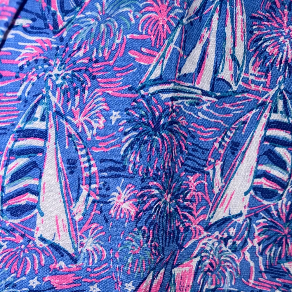 LILLY PULITZER Deri Linen Palazzo Boca Blue Its A Sailabration Pant Size XL NWT - Picture 7 of 16